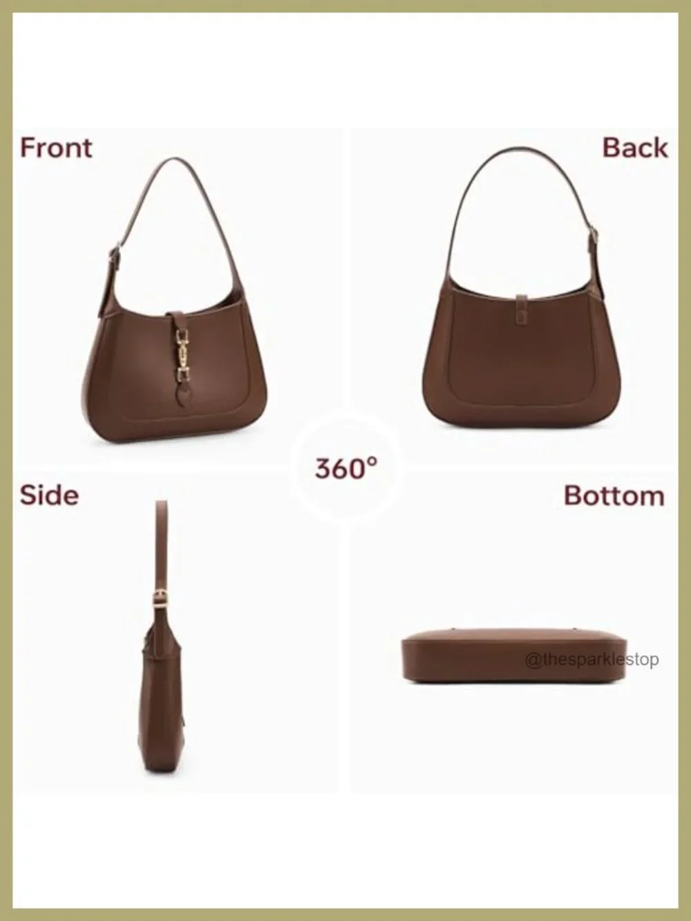 Crescent Leather Shoulder Bag Women Hobo Purse Adjustable Crossbody
